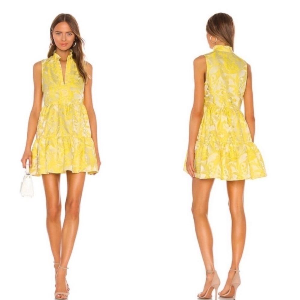 Amanda Uprichard Sleeveless Saffron Dress in Portofino Brocade
